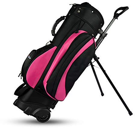 Golftasche, Golf Stand Bag Heavy Bag Stand | Große Kapazität, perfekte Golftasche for den Golfplatz, mit Zwei Riemen und Riemenscheibe for einfaches Tragen(Pink)