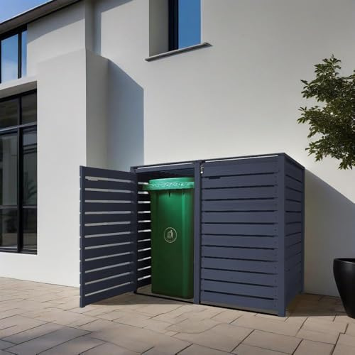Mülltonnenbox Heide Mülltonnenverkleidung Verkleidung aus Holz 240L imprägniert in anthrazit Müllcontainer Mülltonnenschrank Mülltonne (2 Tonnen)