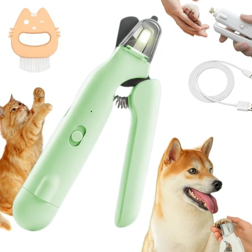 The Safetrim by Pupnourish, Safetrim Dog Nail Cutter, Dog Nails Clippers with Safety Guard, Pet Claw Clippers with Light, Injury-Free Nail Trimming, Low-Noise, Built-in Grinder (Green)