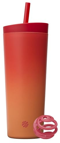 BlenderBottle Shaker 2-in-1 Tumbler - Stainless Steel - 24-oz. - Red/Orange (Heatwave) (Amazon)