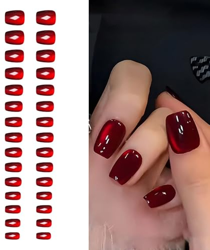 THXFUNAREA Lot de 30 faux ongles à presser, extra courts, gel gelé, brillant, rond, réutilisable, 30 pièces
