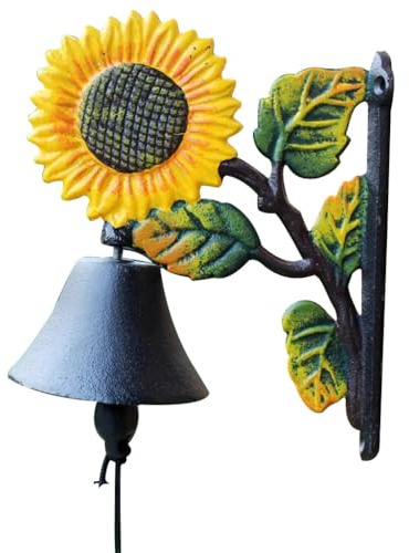 Rustic Cast Iron Dinner Bell-Sunflower Decoration, Wall-mounted Hand-cranked Door Bells For Front Door & Porch, Gift