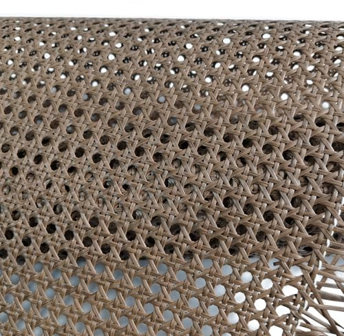 RIBLOR 60cm Breites, Wiener Geflecht Meterware PE Kunststoff, Rattan Geflecht Gurtband Rolle, Rattan Vorgewebtes Offenes Netz Gewebe für DIY Stuhl Möbel Schranktür Dunkelbraun(50x200cm)