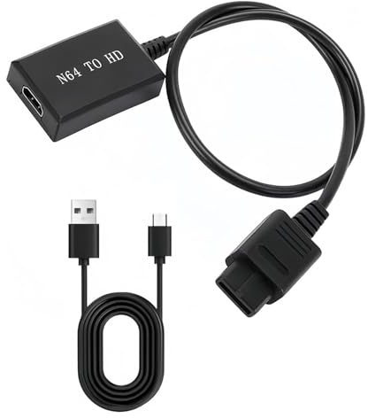 N64 HDMI Cable Converter for GameCube, SNES and SFC Consoles | HDMI Adapter Supporting 480p/720p Video, Stereo Audio and 16:9 or 4:3 Aspect Ratios for Compatible Retro Gaming Systems