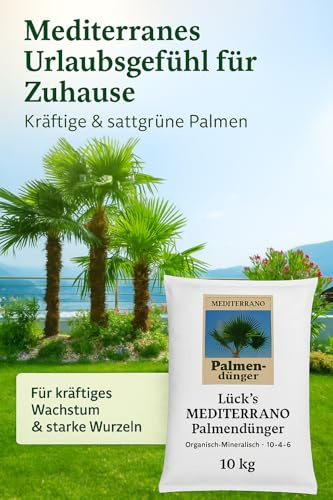 Mediterrano Palmendünger organisch-mineralisches Granulat für Hanfpalmen, Yucca und alle Freilandpalmen NKP Dünger 10-4-8 10 KG