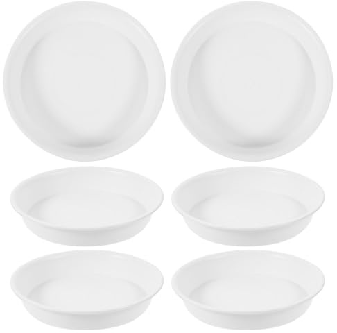 GAROZATION Supports de Pots de Fleurs Ronds Lot de 6 en Plastique Solide Diamètre 20 CM Soucoupes Bac de Récupération pour Plantes d'Intérieur et Extérieur