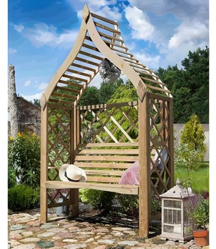 Pergola Banc en Bois pour Jardin SIMAO – Arche Pergola avec Treillis Décoratif