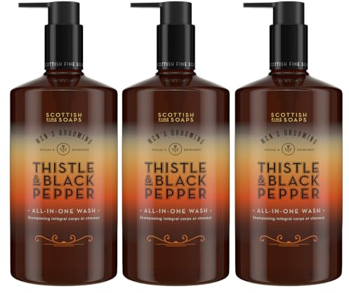 Scottish Fine Soaps TRIPLE Thistle & Black Pepper All In One Wash 500ml Pump Bottle