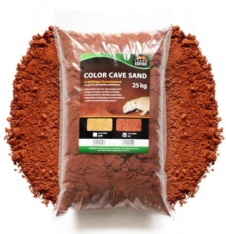 TE Terrarium Sand Color Cave Sand rot in 5, 10 und 25 Kg - natürlicher, grabfähiger Sand zum Bauen von Höhlen und Verstecken - für Reptilien, Wirbellose & versch. Kleinsäuger (25 Kg) | Natürlicher grabfähiger Terrariensand für Reptilien – ideal zum Bauen stabiler Höhlen und natürlicher Verstecke.