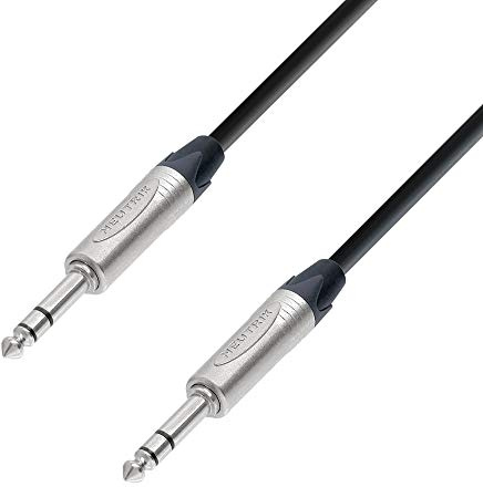 Adam Hall Cables 5 STAR BVV 0500 - Symmetrisches Kabel, Neutrik 6,3mm Klinkenstecker stereo auf 6,3mm Klinkenstecker stereo, schwarz, 5m