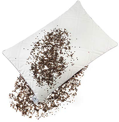 NATURECA Organic Buckwheat hulls Pillows, Orthopaedic Buckwheat pillow with pillow case Cotton, Pillow cervical support 40 x 60cm
