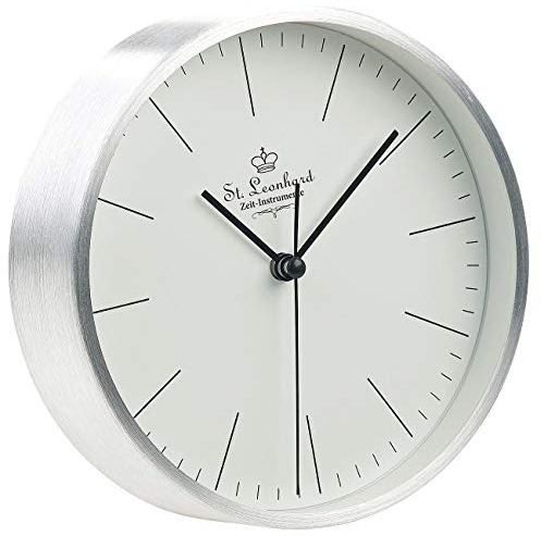 St. Leonhard Standuhren klein: Moderne Aluminium-Tisch- & Wanduhr mit Quarz-Uhrwerk, Ø 15 cm (Wanduhr klein, Standuhr modern, Kleine)