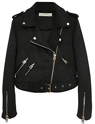 Giacca di Cuoio del Faux Cappotti Chiodo Donna Cappotto Biker Capispalla Nero S