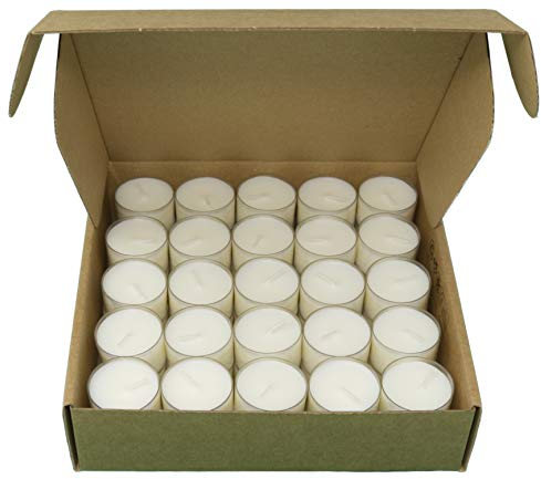 Hochwertige Teelichter aus Rapswachs in transparentem, klarem Becher mit 4 Stunden oder 8 Stunden Brenndauer Reines weißes Wachs, parfümfreie Nachtlichter, Kerzen, veganes Wachs, ungiftig