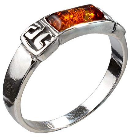 HolidayGiftShops Sterling Silver and Baltic Honey Amber Ring Petra