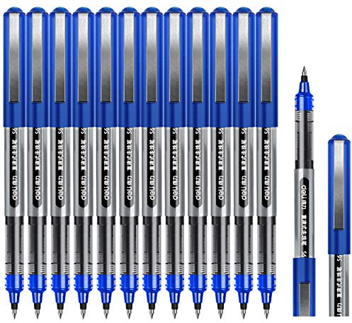 Surcotto Tintenroller Stifte blau, 0,5mm Gelschreiber, glatter Kugelschreiber, schnelltrocknend, flüssige Tinte, dokumentenecht, geeignet für Rechts- und Linkshänder, Schreibset – 12 Stück