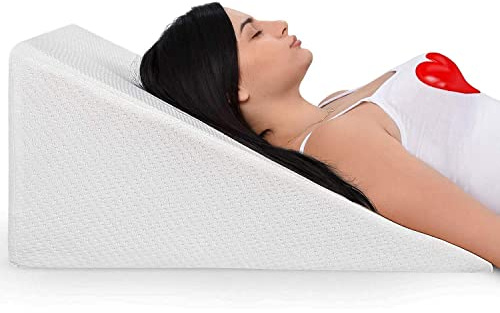 BUY ALL HERE Large Orthopaedic Bed Wedge Pillow - Hypoallergenic Support Acid Reflux/Back Pain/Allergies/Snoring/Heartburn - Quilted Breathable/Washable Zip Cover