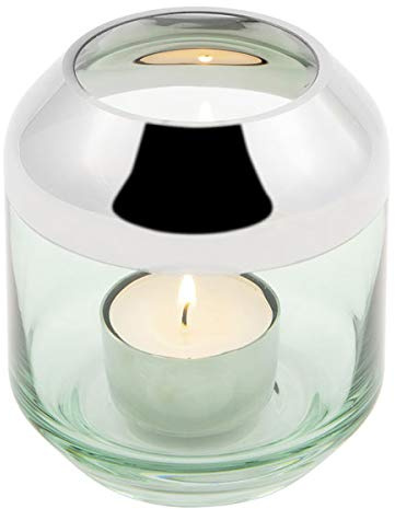 Fink - Windlicht oder Vase - Smilla - Glas mit Platinrand - Grün - Maße (ØxH): 9 x 9 cm