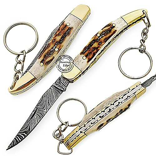 Hunting Edge Stag Horn 5.5'' 100% Handmade Damascus Steel Folding Pocket Knife 100% Prime Quality
