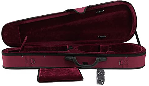 XQHD Geigenkoffer leicht und stabil Geigenkasten Koffer Geige Koffer Rucksack Violinenkoffer mit Rucksackgurten,Red-1/4