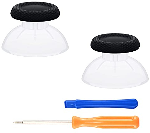 eXtremeRate Joystick Aufsätze für ps5 & für ps4 Controller Thumbstick Kappen Analogstick Buttons Ersatz Thumb Grips Sticks für ps5 Zubehör für ps4 Pro Slim Controller-Transparent&Schwarz