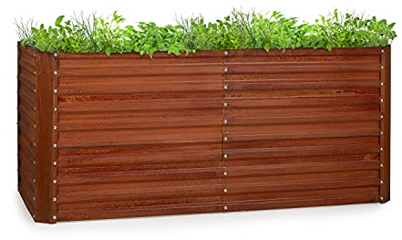 blumfeldt Rust Grow Hochbeet Gartenbeet, verzinktes Stahlblech, Materialstärke: 0,6 mm, einfache Montage, Rost-Finish, 200 x 90 x 100 cm (BxHxT) Rost