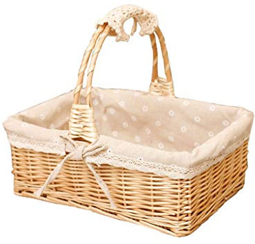 Picknickkorb mit großem Fassungsvermögen, Weidenkorb, Picknickkorb, Aufbewahrungskorb mit Griff, für Reisen, Einkaufen, Camping und Heimdekoration, Picknickkörbe-Set, Geschenk für Jungen und Mädchen