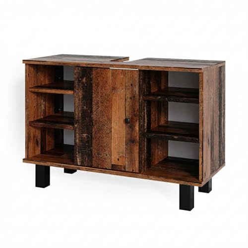 Vicco Waschbeckenunterschrank Fynn, Antikholz, 80 x 54 cm | zur Aufbewahrung im Badezimmer mit Siphonaussparung