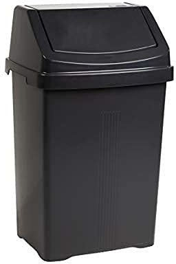 JMS we create smile 8L/25L/50L Litre Plastic Swing Lid Bin Waste Recycle Dustbins Rubbish Trash Refused Bins (Midnight Grey, 50 LITRE)