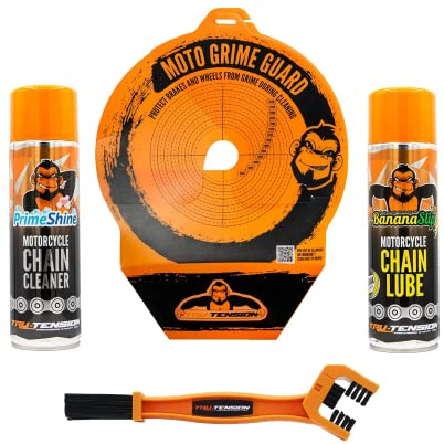 Tru-Tension | Grime Guard für Motorräder Set | Kettenreiniger & Nassschmiermittel | Motorradwerkzeuge & Zubehör