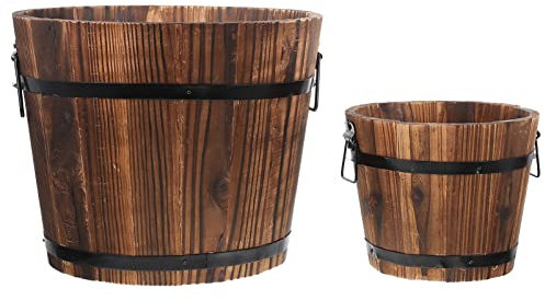 Happyyami 2stücke Holzblumentopf Dekorativ Für Innen Garten Büro Für Pflanzen Blumen Gemüse in Retro Stil Für Tische Und Fenster