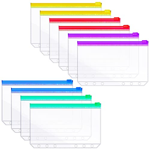10 Stück A6 Binder Taschen, Klarsichthüllen A6 Ringbuch Budget Planner | Deutsch Zubehör Loseblatt Taschen für Geldscheine Aufbewahrung Notizbücher Dokumente