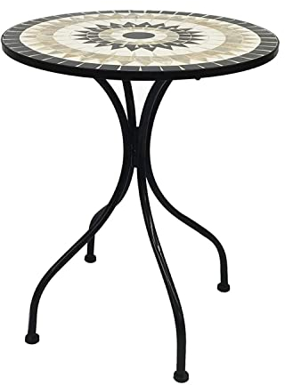 Dekorativer mediteraner Mosaik Tisch Stern Design Mosaiktisch Gartentisch Gartenmöbel Bistrotisch 60 x 70cm