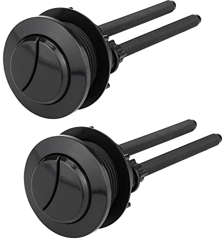 Botón de descarga de inodoro de repuesto negro, paquete de 2 unidades, doble botón de descarga de inodoro de cabeza redonda, accesorios de repuesto para reparación de tanque de agua de baño