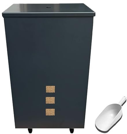 FLOMAR - Porta Pellet da Interno con Ruote - Contenitore in Metallo Verniciato a Fuoco Grigio