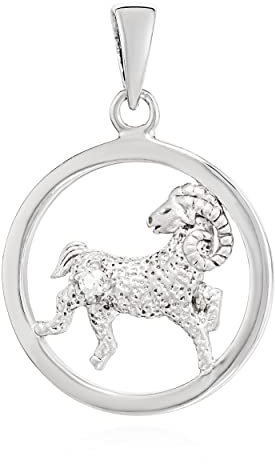 NKlaus 15mm Kettenanhänger Sternzeichen Widder 925 Silber weißer Topas echt Zodiac Horoskop mit Geburtsstein 14170