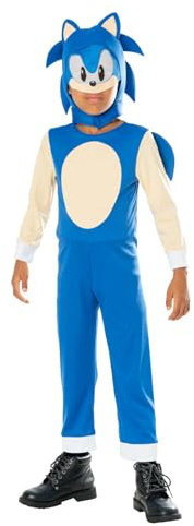 RUBIE'S Déguisement Sonic, The Hedgehog Officiel - Costume Sonic Bleu avec Cagoule Masque Rembourrée - Taille 7-8 Ans - Pour les Fans Héros Jeu Vidéo Séga Sonic, le Hérisson Supersonique