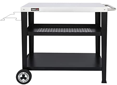 Royal Gourmet PC3404S Rollbarer Esstisch mit Müllbeutelhalter, für den Außenbereich, Garten, Terrasse, Grill, Küche, Lebensmittelzubereitungswagen, 76,2 cm L x 48,3 cm B, Edelstahl-Tischplatte, Silber