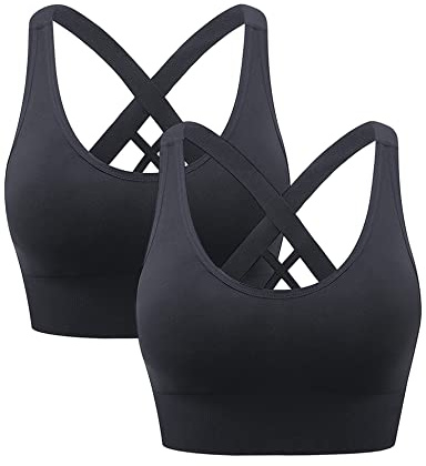 Heersan Damen Sport BH Starker Halt, Push-up Yoga BHS, ohne Bügel Sport Bra | Nahtloser Sport-Büstenhalter, Crossback Design, Abnehmbare Polster, Sport-BHs Ideal für Laufen, Joggen, Fitness