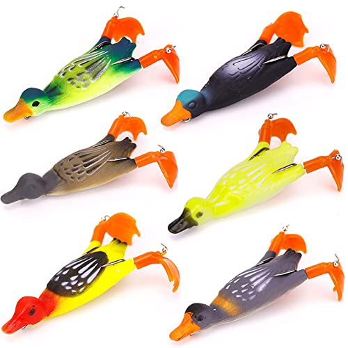 Katutude Angelköder Set, 6 Stück Angeln Köder Entenköder, 3D-Selbstmordente Wobbler Ente, Angelköder Für Hecht, Hechtköder, Welsköder, Wallerköder