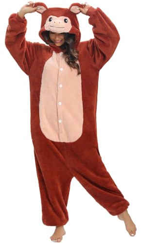 LATH.PIN Pyjamas Jumpsuit Panda Unisex Erwachsene Tier Onesie Cosplay Halloween Karneval Kostüme Damen Schlafanzug Tierkostüme Winter