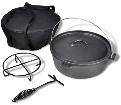BaraSh Holländischer Ofen 5,6 l mit Zubehör Dutch Oven Petromax Gusseisen Topf Set