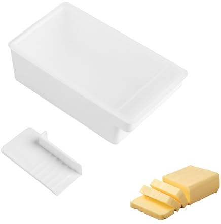 DSOPV Butterschneider, quadratische Butterbox, Stick-Butterbehälterdose mit Deckel für Kühlschrank, einfacher Schneidgriff, Butterschneidebox