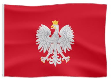 Drapeau médiéval avec armoiries pour s'amuser en plein air Drapeau historique (Royaume de Pologne)