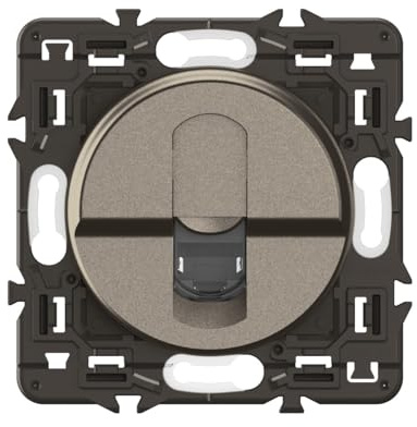 LEGRAND - Prise RJ45 Cat. 6 STP blindée - Prise Murale Multimédia - Pour Transmissions Haut Débit Gigabit Ethernet - A compléter d'une Plaque - Titanium
