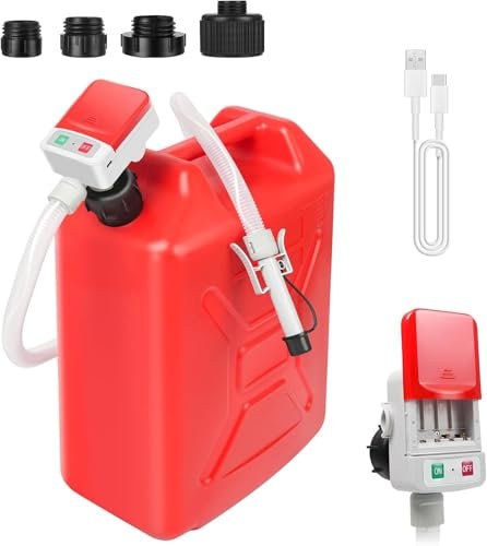 Pompa di Trasferimento del Carburante con Sensore di Arresto Automatico, Pompa Travaso Benzina con 1,8M Tubo, Pompa Travaso Gasolio Elettrica con Adattatore di 4 Dimensioni, Pompa Travaso Liquidi