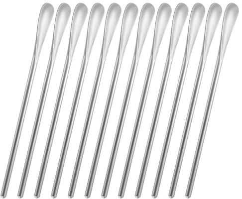 Lot de 12 cuillères à mélanger réutilisables en acier inoxydable 304 – 15,8 cm, idéales pour mélanger le café, les cocktails, le lait, la crème glacée, le jus et d'autres boissons – Parfait pour la