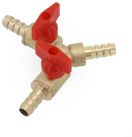 Conector de manguera de 3 vías, válvula de bola de latón para combustible, gas, agua, aceite, válvula de bola de cierre en Y, divisor de manguera de latón (8 mm)