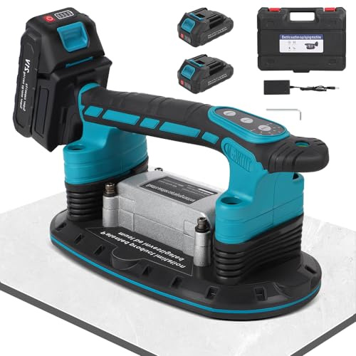Vibromasseur de carrelage et ventouses 2 en 1 avec ventouse 30 x 16 cm, capacité de charge de 250 kg, machine à vibration électrique pour carrelage de 2 m et mur, brique
