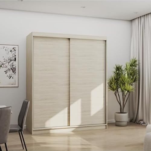 Fabryka Mebli Idźczak Kleiderschrank, Wohnzimmerschrank - Sonoma Schwebetürenschrank, Schlafzimmerschrank - ‎61 x 160 x 195 cm - Schrank für Schlafzimmer, Wohnzimmer, Garderobe, modern